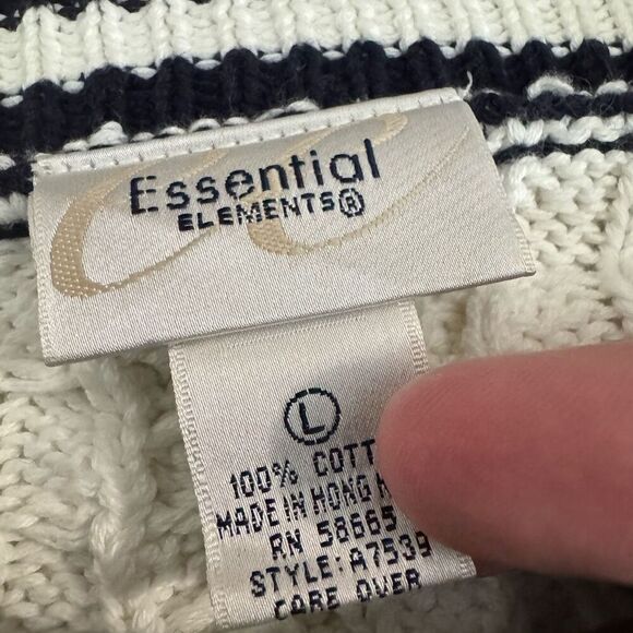 Essential Elements Men’s Sweater Black/White Color Size Large V-Neck - Picture 5 of 9